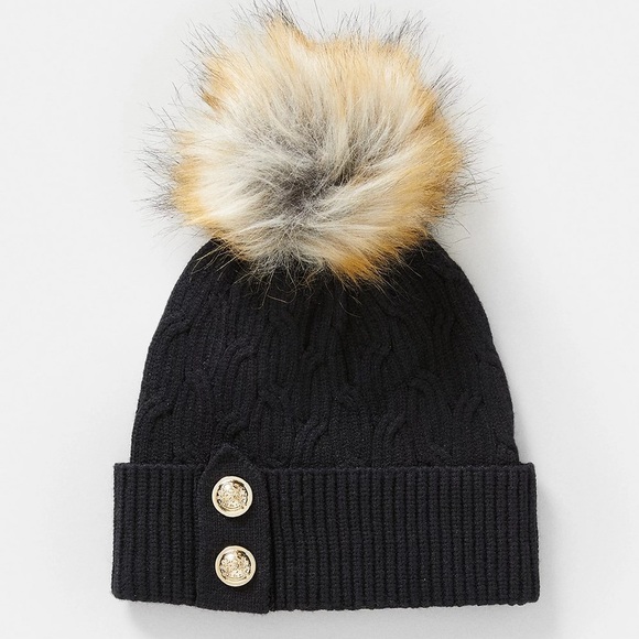 Karen Millen Military Trim Cable Knit Pom Hat NWT - Picture 4 of 4